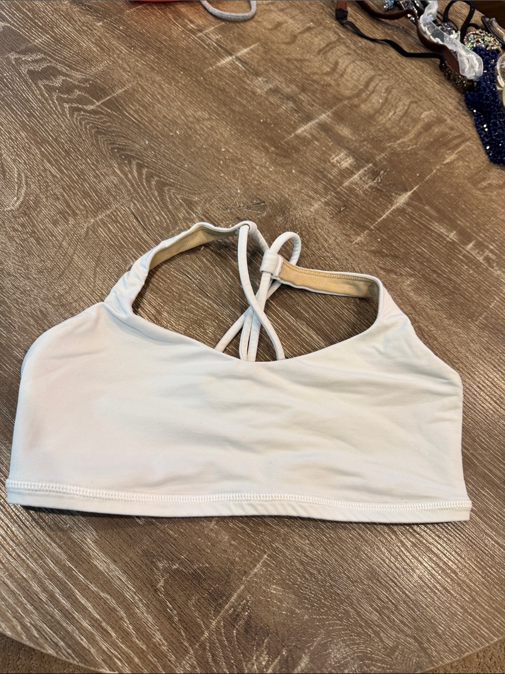 lululemon athletica White and Tan Crisscross Sports Bra